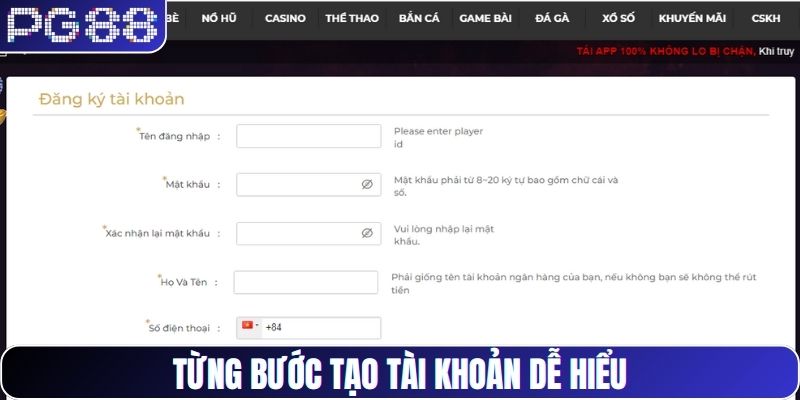 Các bước tạo tài khoản dễ hiểu